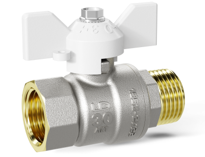 Кран шаровой латунный LD Pride 47.15.В-Н.Б Ду 15 Ру 40 бабочка (white)