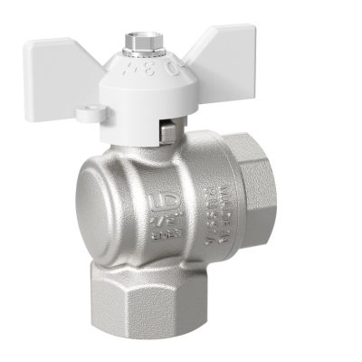 Кран шаровой латунный угловой LD Pride 47.15.В-В.У.Б Ду 15 Ру 40 бабочка (white)