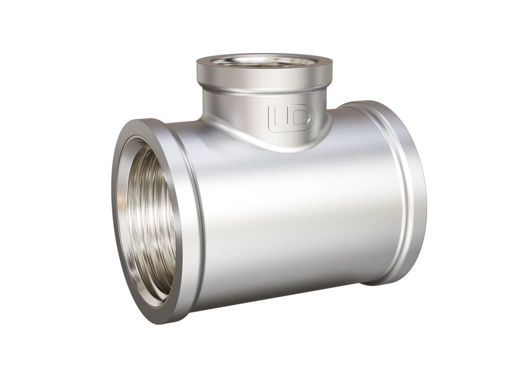 Тройник переходной LD Pride DN25х15х25 (1"ВР х 1/2"ВР х 1"ВР) латунь никель с биркой и хомутом