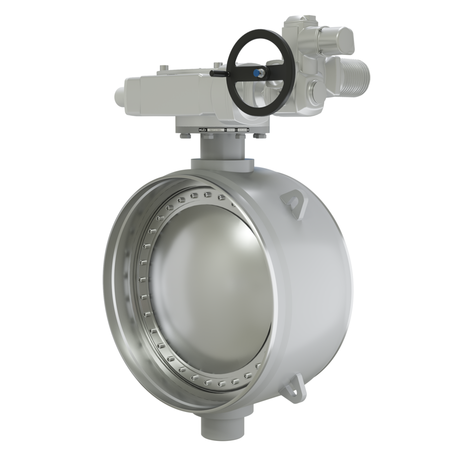 Поворотно-дисковый затвор 3-х эксцентриковый LD под электропривод из стали 20, ПДЗ.П.Э.1000.025.02