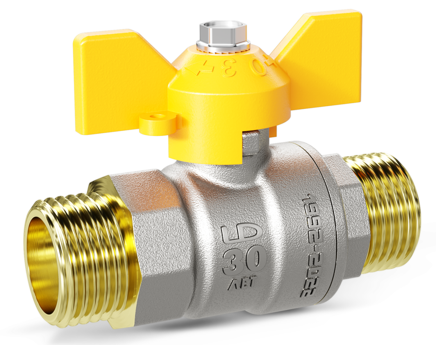 Кран шаровой латунный LD Pride 47.20.Н-Н.Б GAS Ду 20 Ру 40 бабочка