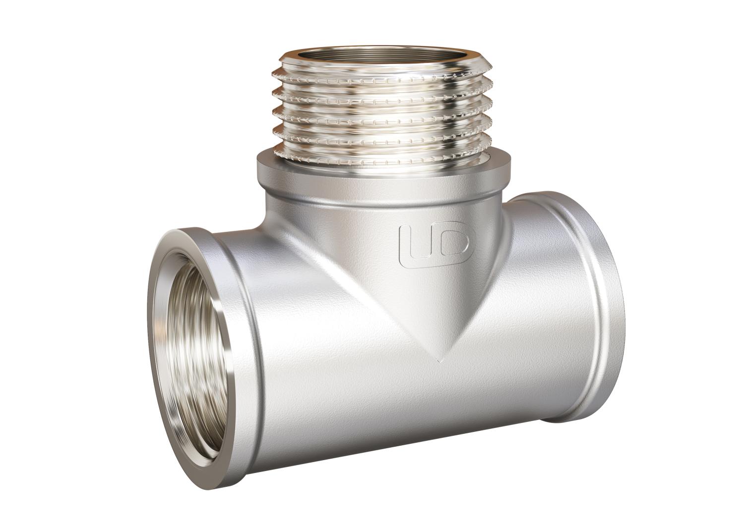 Тройник LD Pride DN15 (1/2") ВР/НР/ВР латунь никель