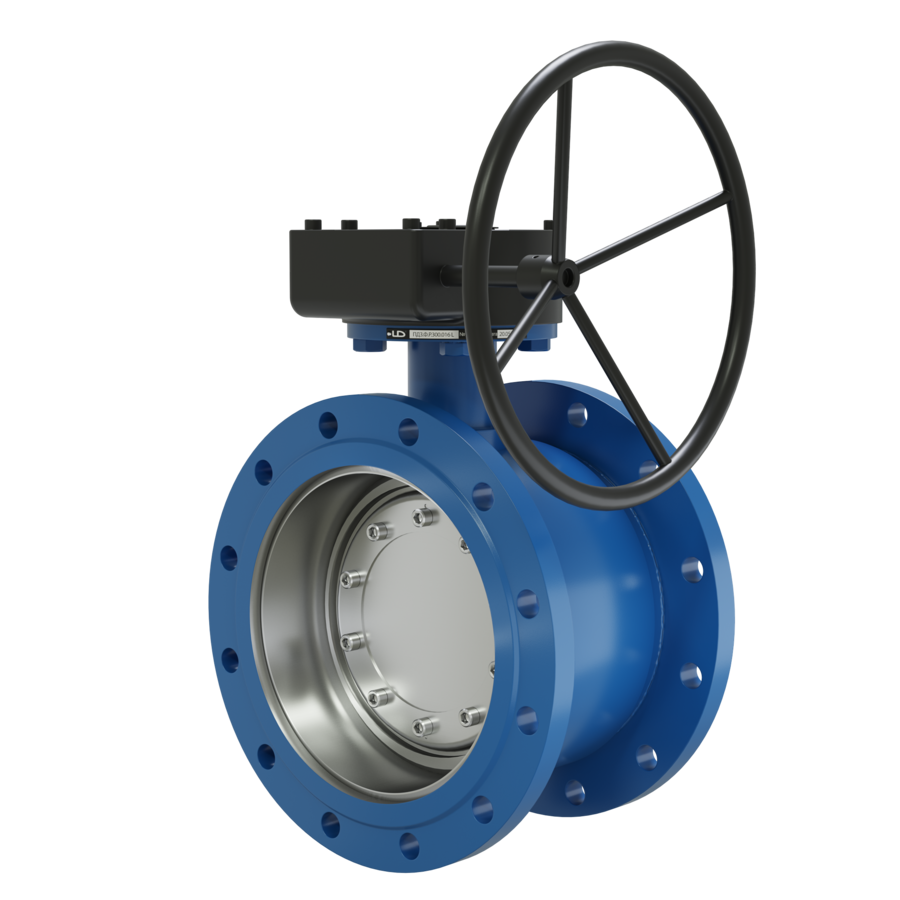 Поворотно-дисковый затвор 3-х эксцентриковый LD Energy с редуктором R из стали 09Г2С, ПДЗ.Ф.Р.400.016.03