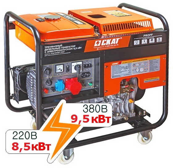 Установка генераторная дизельная УГД-9500ЕT PROFF (8,5 кВт в режиме 220В)