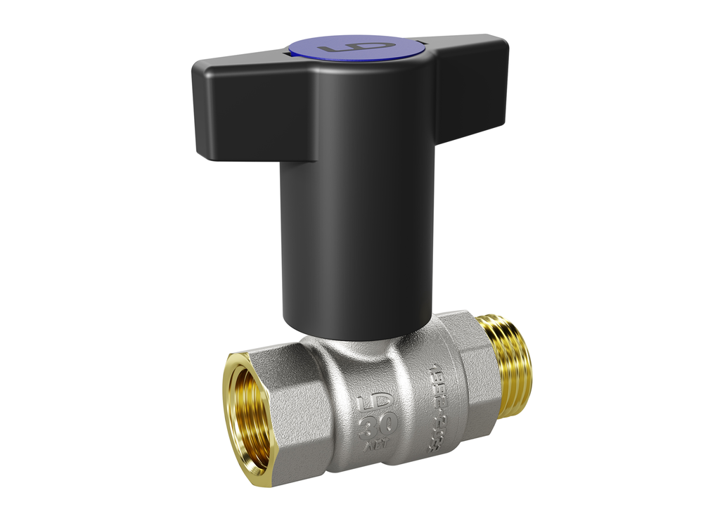 Кран шаровой латунный LD Pride 47.15.В-Н.ТР Ду 15 Ру 40 Т-рукоятка (blue) с биркой