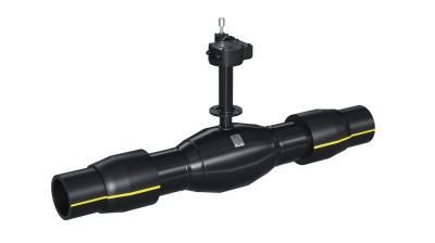 Кран шаровый LD для подземной установки КШЦП Р Gas 200.016.П/П.02. из стали 20 Ду200 Ру1,6МПа Н=1250мм с вертикальным редуктором с ПЭ патрубками SDR 11, 225/219