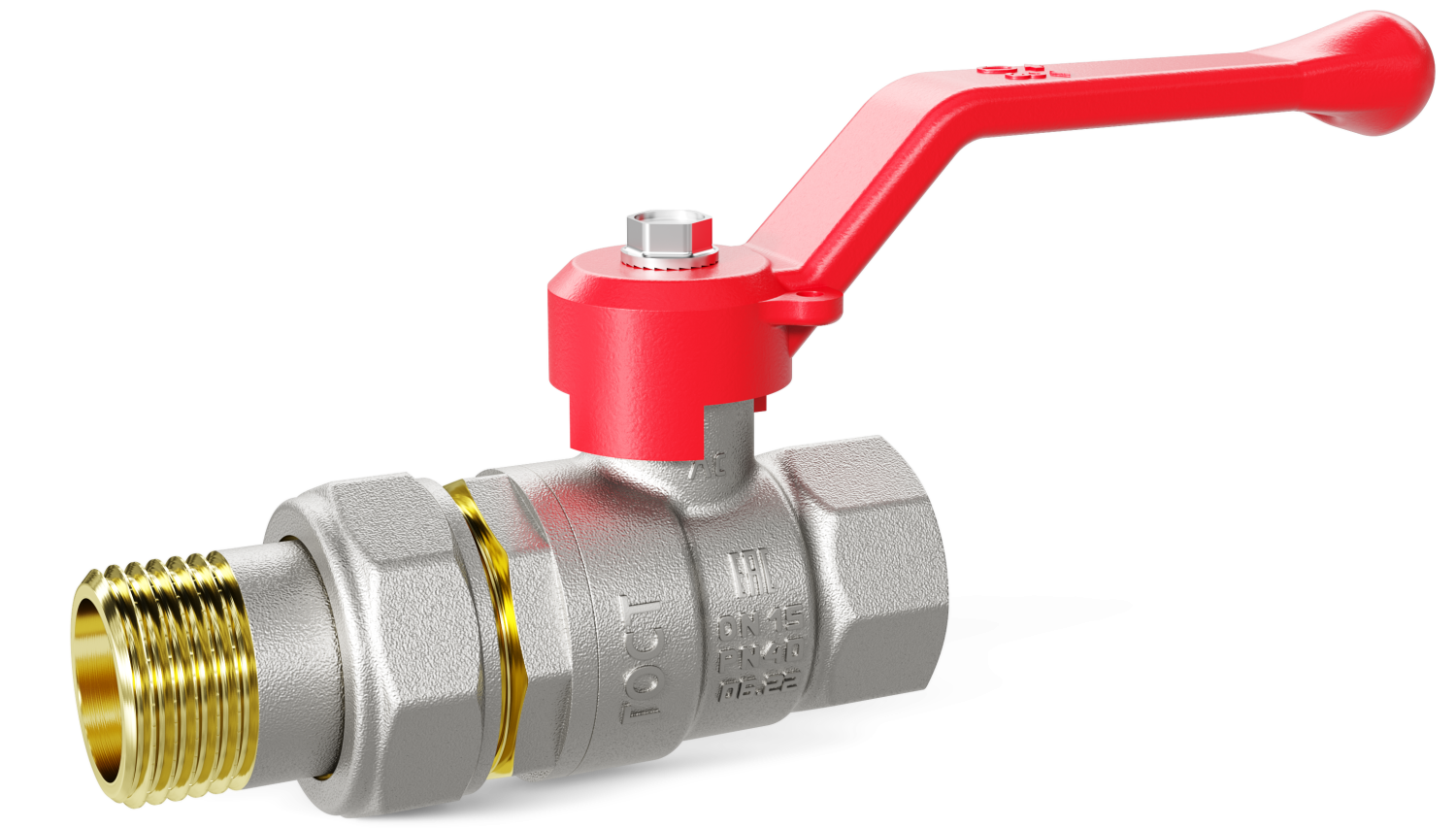 Кран шаровой латунный LD Pride 47.32.В-ГШ.Р Ду 32 Ру 25 рычаг (red)