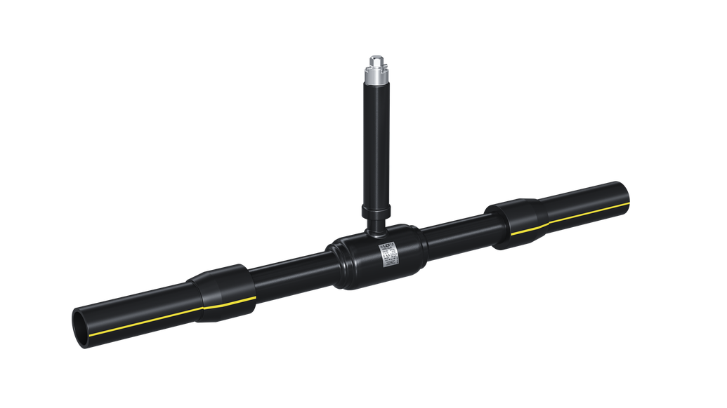 Кран шаровый LD для подземной установки КШЦП Gas 080.016.П/П.02. из стали 20 Ду80 Ру1,6МПа Н=1350мм с ПЭ патрубками SDR 11, 90/89