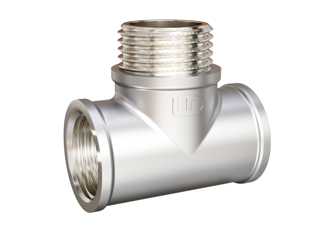 Тройник LD Pride DN15 (1/2") ВР/НР/ВР латунь никель с биркой