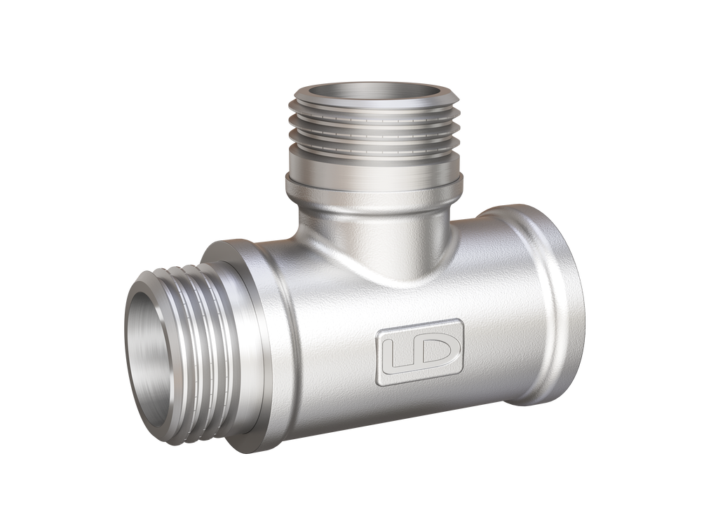 Тройник LD Pride DN15 (1/2") ВР/НР/НР латунь никель с биркой