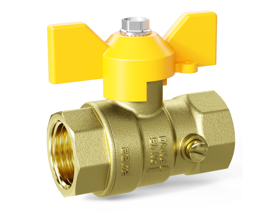 Кран шаровой латунный для манометра LD Pride 44.15.В-В.М.Б GAS Ду 15 М20 Ру 16 бабочка