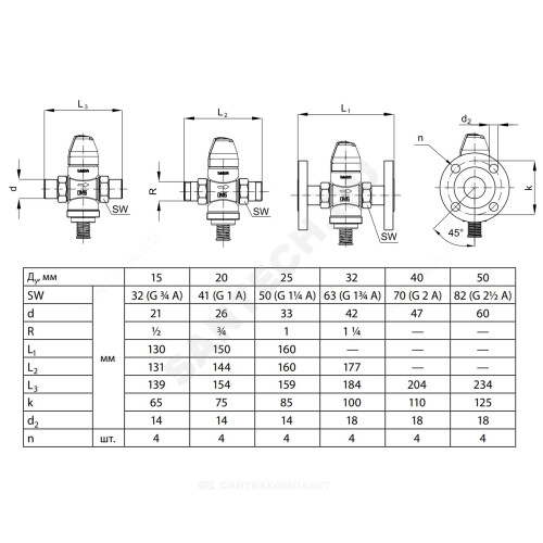 Регулятор перепада давления бронза AVPQ-4 Ду 15 Ру25 G3/4" НР -2 Kvs=1.6м3/ч Danfoss 003H6555