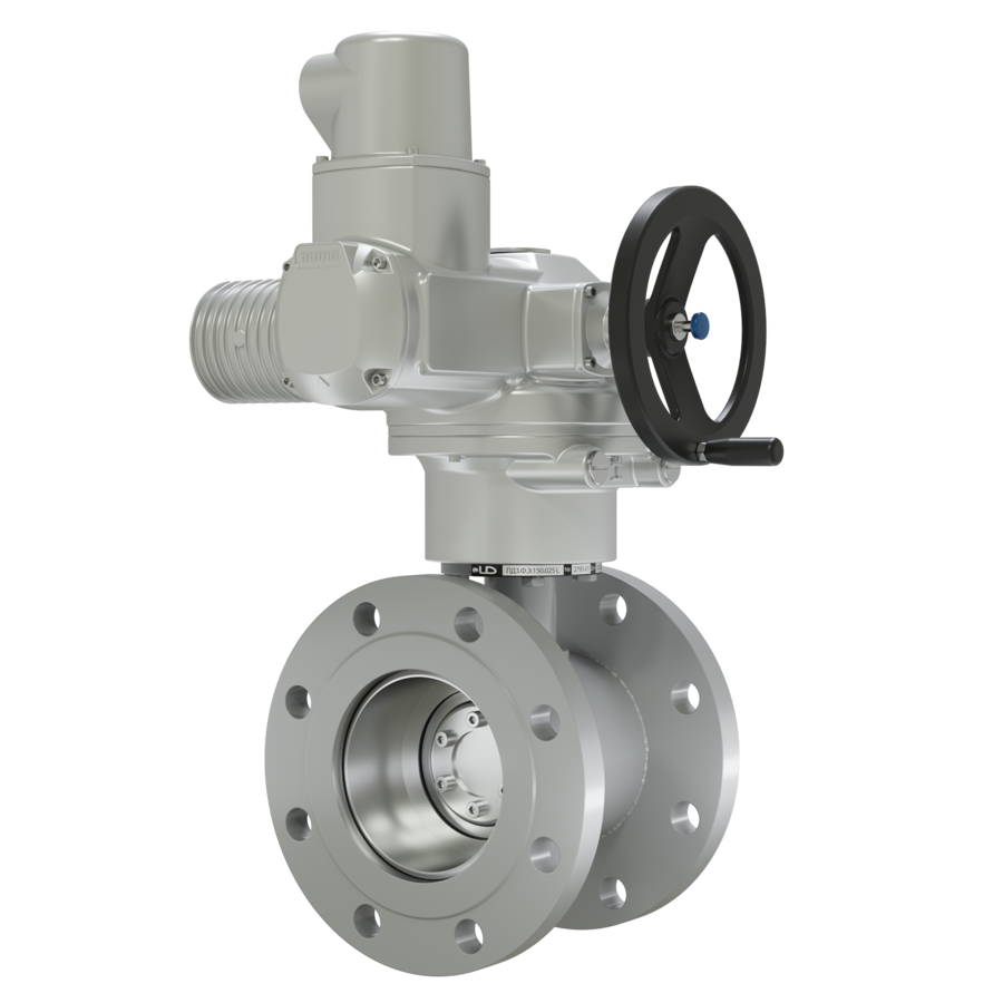 Поворотно-дисковый затвор 3-х эксцентриковый LD под электропривод из стали 20, ПДЗ.Ф.Э.200.016.02