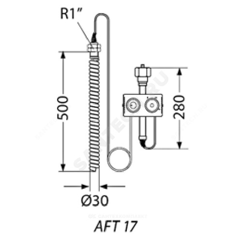Элемент термостатический AFT 17 датчик без гильзы Ру40 R1" Тн=-20 +50С Danfoss 065-4400 .