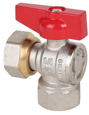 Кран шаровый полнопроходной угловой с накидной гайкой MVI 3/4", внутренняя-внутренняя, бабочка