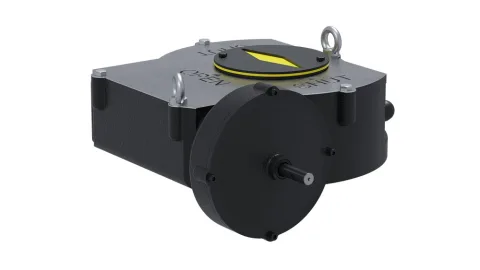 Редуктор LD-РЧЧ-М32000-F35-ШГ90 горизонтальный червячный четвертьоборотный 32000Нм фланец F35 вал шестигранник 90