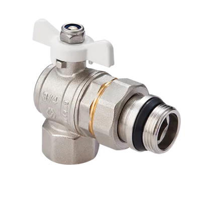 Кран-американка угловой с кольцом 3/4" вн.-нар. бабочка