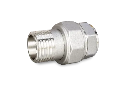 Сгон разъемный (американка) LD Pride DN20 (3/4") ВР/НР латунь никель с биркой и хомутом