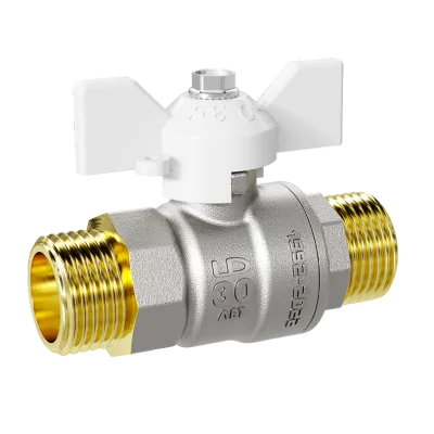 Кран шаровой латунный LD Pride 47.25.Н-Н.Б Ду 25 Ру 40 бабочка (white) с биркой